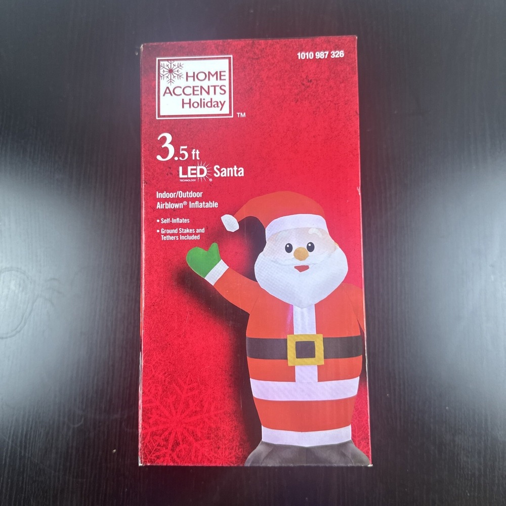 Home Accents Holiday 3.5 ft LED Santa Airblown‎ Inflatable 24GM84324 NEW